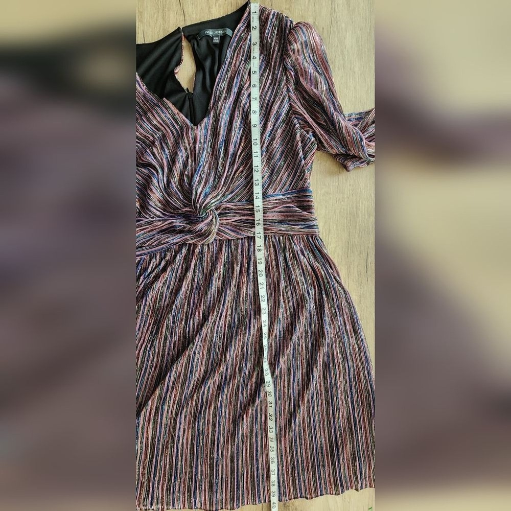 Julia Jordan Multi Color Metallic Sunburst Pleated Twist Front Dress JJ38333 - Picture 8 of 8